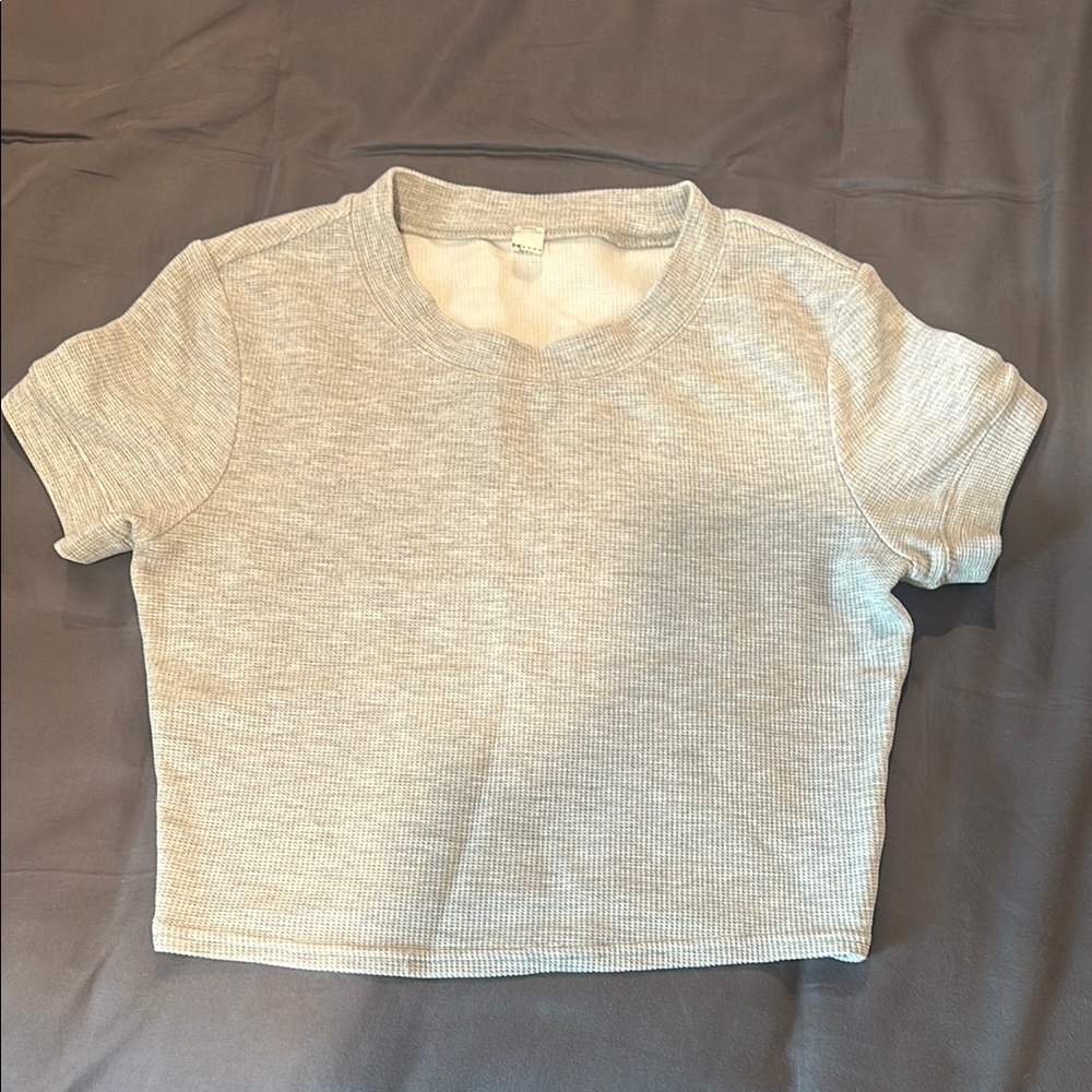 Gray Ribbed Crop Top